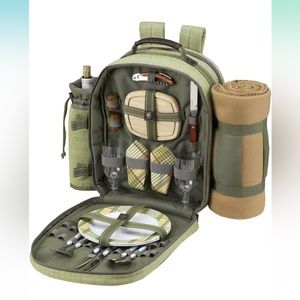 Picnic at Ascot Picnic Backpack w/Cooler, Insulated Wine Holder, Blanket